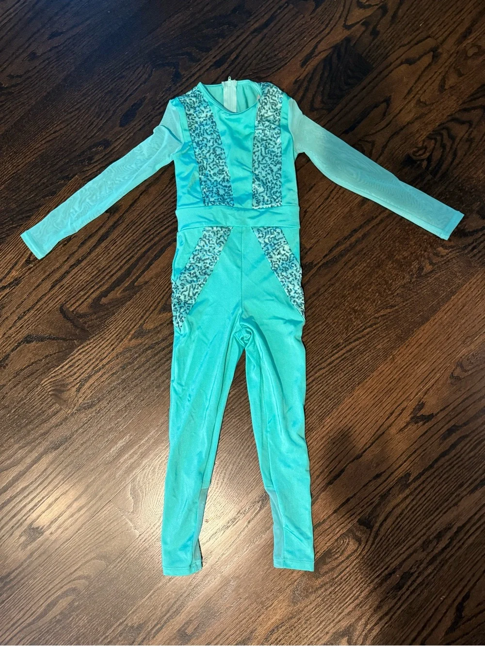 Weissman Teal Girls Long-Sleeve Dance Costume Jumpsuit